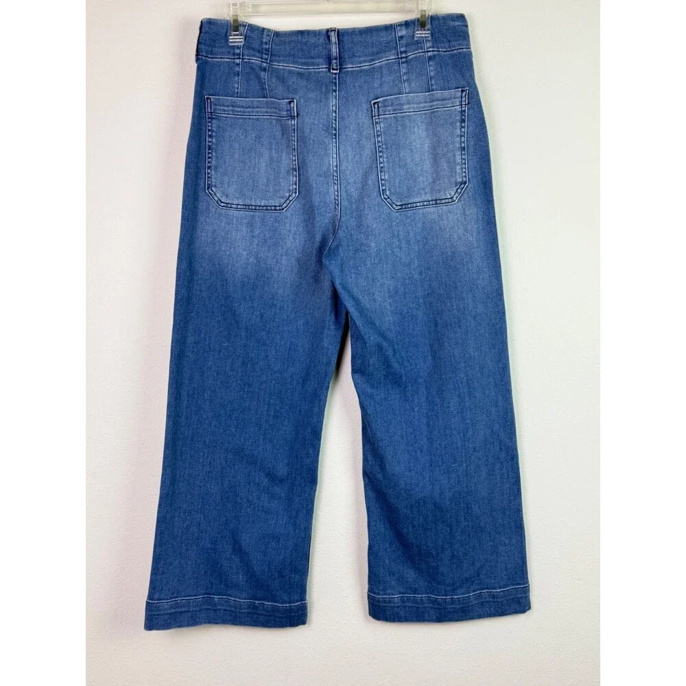Maeve Anthropologie The Colette Cropped Wide Leg Jeans Size 31 Capsule Wardrobe - Picture 4 of 7